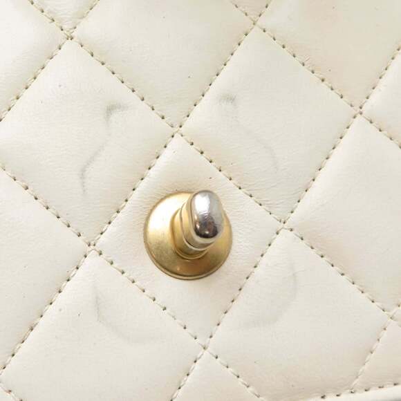 Chanel Matelasse Mini Flap Bag, Women's Shoulder Lambskin, White - Picture 9 of 10